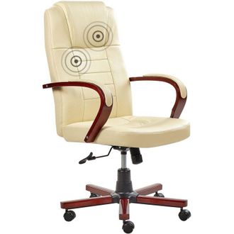 Beliani Beliani - Silla De Masaje De Piel Beige Giratoria Con Altura Ajustable Y Ruedas Para Oficina Moderna Ergon&oacute;mica Diamond