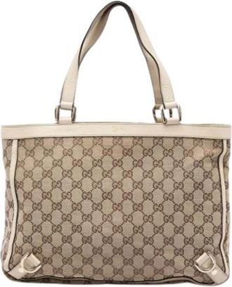 Gucci Pre-owned Canvas Tote Bag - Dames - Vintage Shopper - Bruin - ONE Size - Leer - Vintage