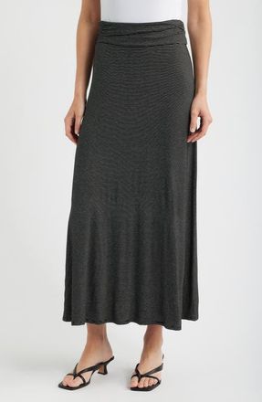 Loveappella Stripe Knit Maxi Skirt in Black at Nordstrom, Size X-Large