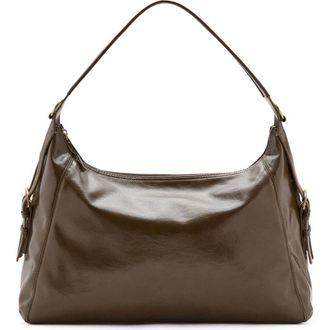 Mango Buckled Faux Leather Shoulder Bag in Khaki at Nordstrom