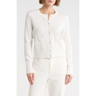 DKNY Button Front Cotton Cardigan in White at Nordstrom Rack, Size X-Small
