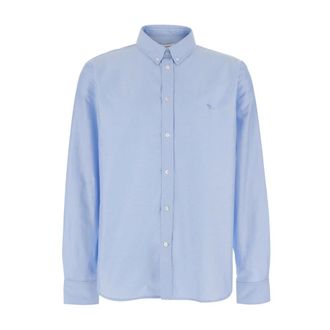 Maison Kitsun&eacute; Profile Fox Casual Shirt - Heren - Casual Overhemden - Blauw - XL - Katoen - Overhemden
