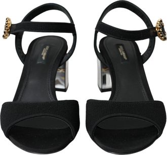 Dolce & Gabbana Black Crystal Ankle Strap Keira Sandal Womens Shoes (Pre-Owned)