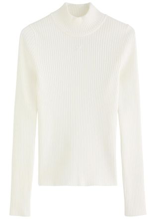 Courrèges Reedition Logo Ribbed-knit Jumper - White - XS (UK6 / XS)