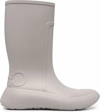Ferragamo Mens Gancini-Detail Rain Boots In Grey