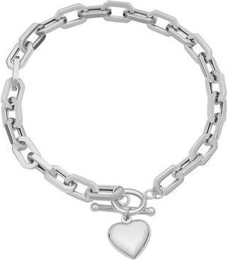 Candela Jewelry Heart Charm Toggle Bracelet in Silver at Nordstrom Rack