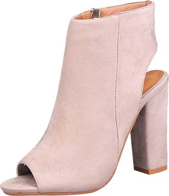 Generic Womens Dress Shoes Pumps with Block Heel Comfort Oxfords Comfortable Suede Look Fish Mouth Peep Toe High Heels Ankle Boots Platform Side Zip Stockle S