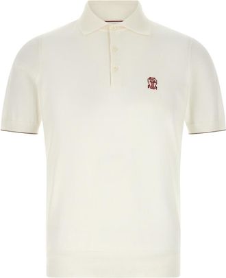 Brunello Cucinelli White Logo Embroidery Polo