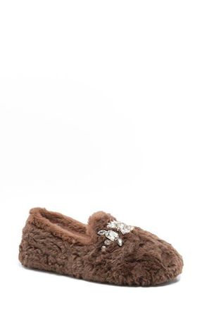 Free People Slumber Party Faux Fur Loafer Slipper in Mocha at Nordstrom, Size 10