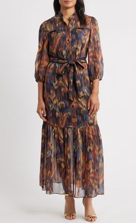 Julia Jordan Metalllic Abstract Print Maxi Dress in Orange Multi at Nordstrom, Size 10