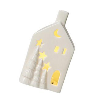 OEM Decoraci&oacute;n Navide&ntilde;a De Chalet De Barro Rojo Brillante - Blanco