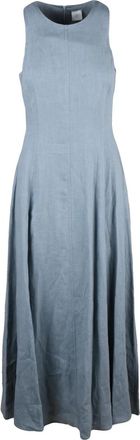 Eleventy Sage Green Flared Long Linen Dress
