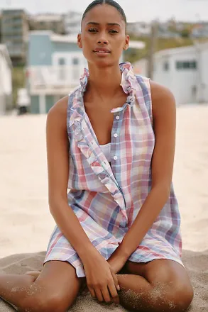 Sundays Gaelle Linen Sleeveless Swing Mini Dress