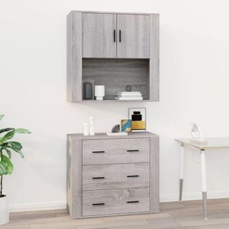 vidaXL Vidaxl - Armario De Pared Madera Contrachapada Gris Sonoma 80x33x80 Cm