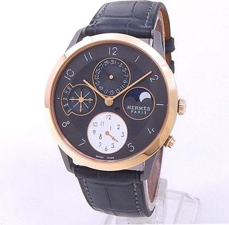 Herm&egrave;s Pre-owned Hermes Slim DHermes Grey Dial Mens Watch CA3.841