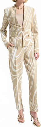 Joseph Ribkoff Abstract Pull-On Straight Pants In Beige/vanilla