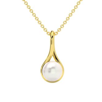 Pompeii3 7mm Pearl Solitaire Pendant 14k Gold 18 Necklace 18mm Tall