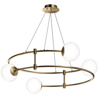 Maytoni Maytoni Balance L&aacute;mpara De Techo Colgante Cil&iacute;ndrica Moderna Dorada, Pantalla De Cristal