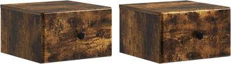 vidaXL Mesita De Noche De Pared 2 Uds. Roble Ahumado 34,5 X 33 X 20 Cm Vidaxl
