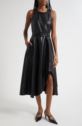 Cinq &agrave; Sept Zelda Faux Leather High Low Hem Dress in Black at Nordstrom Rack, Size 0