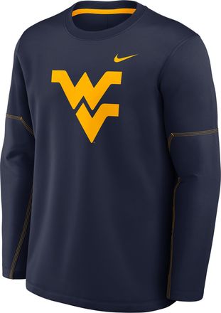 Nike West Virginia Sideline Coaches Nike Mens Therma-FIT College Long-Sleeve T-Shirt in Blue | 03BR19MCWVN-6P4