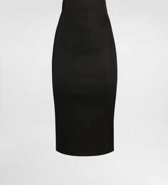 Dolce & Gabbana Technical Ottoman Calf-length Pencil Skirt - Woman Skirts Black 36