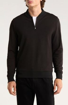 Robert Barakett Vance Half Zip Baseball Collar Pullover in Black at Nordstrom Rack, Size Large