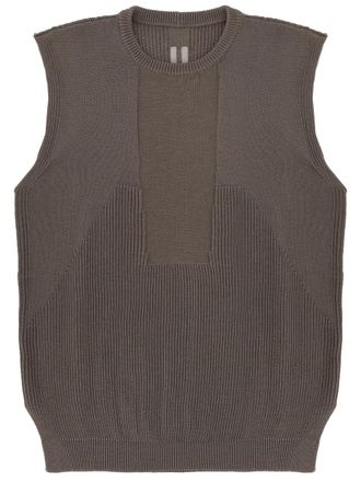 Rick Owens Grey Wool Boxy Textured Knit Top
