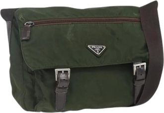 Prada Pre-owned Cross Body Bags, female, Green, Size: ONE SIZE Pre-owned Nylon Cross Body Bag