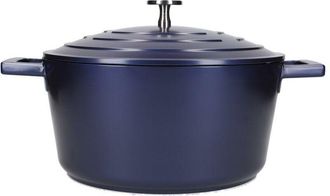 MasterClass Cazuela Mediana Con Tapa 4 Litros/24 Cm, Aluminio Fundido Ligero, Apta Para Horno Y Placa De Inducci&oacute;n, Azul