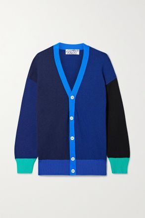 Clements Ribeiro Cardigan In Cashmere Color-block Bookish - Blu