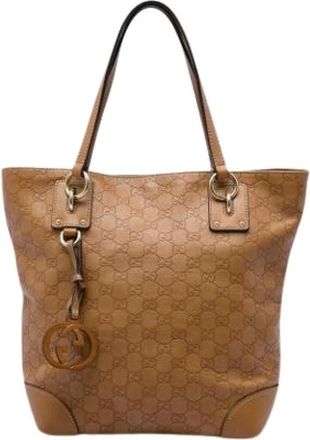 Gucci Pre-owned Embossed Leather Tote Bag - Dames - Vintage Shopper - Bruin - ONE Size - Leer - Vintage