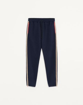 Valentino Pantalone jogging Valentino in acetato con ricamo VLogo Signature Uomo NAVY/BEIGE XXL