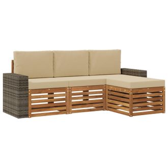 vidaXL Conjunto De Sof&aacute;s De Exterior Con Coj&iacute;n 4 Pcs Natural Y Beige Vidaxl