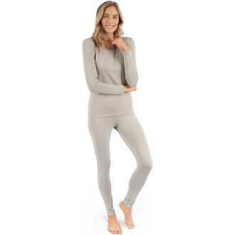 Leveret Womens Solid Thermal Pajama Set in Light Gray at Nordstrom, Size X-Large