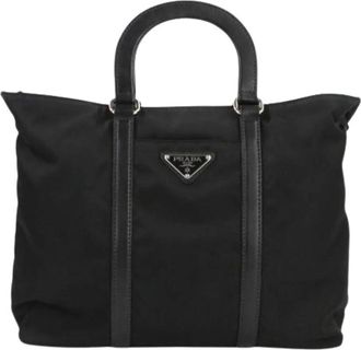 Prada Pre-owned Tote Bags, female, Black, Size: ONE SIZE Pre-owned Nylon 2way Handbag