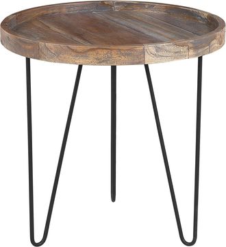 Beliani Mesa Auxiliar De Madera Oscura Patas Negras 50 X 50 X 50 Cm Industrial R&uacute;stico Bondiss