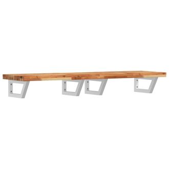 Berkfield Home Basin Shelf Wall Mounted Steel & Solid Wood Acacia in Brown
