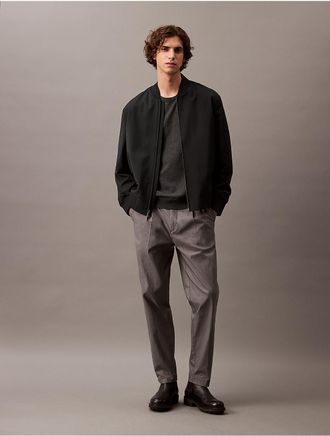 Calvin Klein Mens Tropical Wool Blend Bomber Jacket - Black - XS