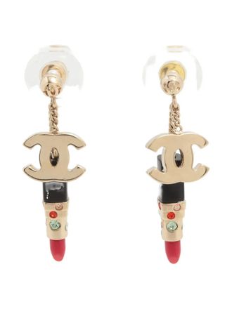 Chanel 2004 CC mark lipstick earrings - Oro