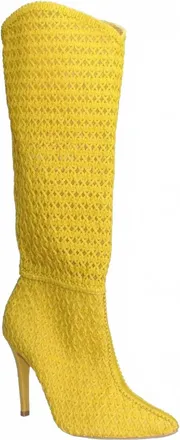 Bruno Menegatti Womens Emily Tall Crochet Boots In Yellow