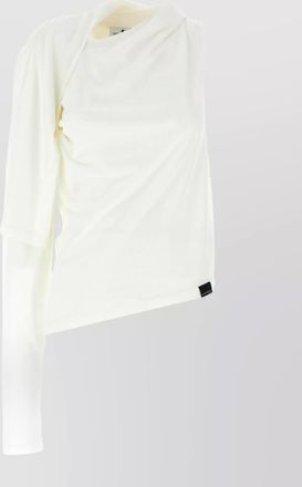 Courr&egrave;ges cotton asymmetric one-shoulder t-shirt