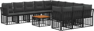 vidaXL Conjunto De Sof&aacute;s De Exterior 12 Uds. Negro Y Gris Oscuro Vidaxl