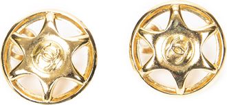 Chanel CC Round Star Clip On Earrings oorbellen