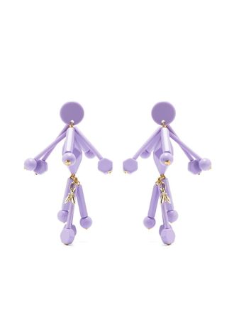 Patrizia Pepe bead-embellished clip-on earrings - Purple