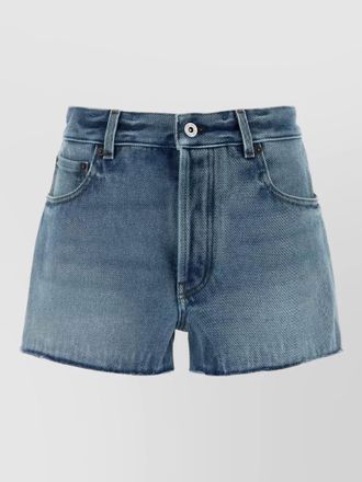 Miu Miu denim shorts frayed hem five pocket design