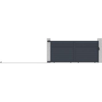 Vente-Unique Cancello elettrico scorrevole L416 x H180 cm Alluminio a persiana Antracite - VIAZO
