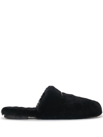 Anine Bing link-detail shearling slippers - Black