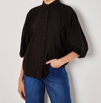 Apricot Seam Detail Puff Sleeve Shirt In Black