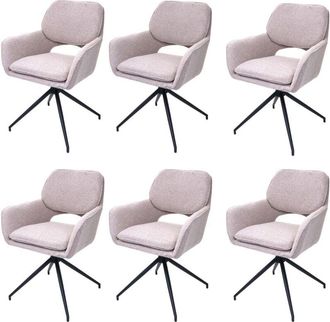 Hhg Juego De 6 Sillas De Comedor Hhg 638, Silla De Cocina, Giratoria Con Retorno Autom&aacute;tico, Tejido Boucl&eacute; (540 G/m&sup2;) Oeko-tex, Marr&oacute;n Claro